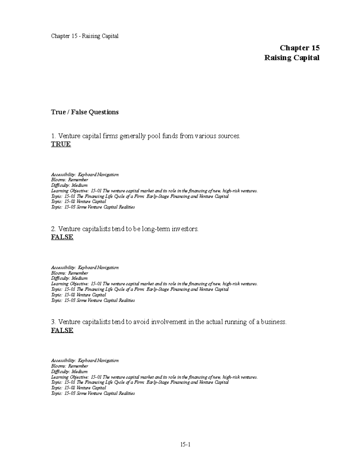 Chap 15 practice questions - Chapter 15 Raising Capital True / False ...