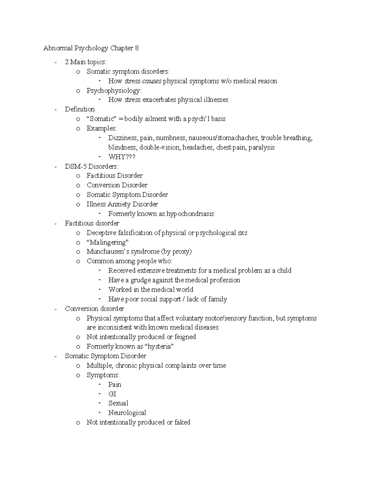 Chapter 8 Abnormal Psych - Abnormal Psychology Chapter 8 2 Main topics ...