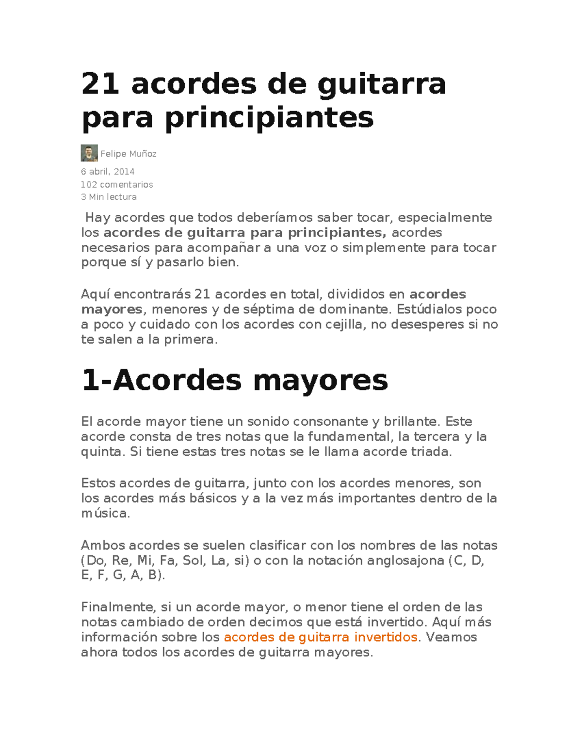 21 acordes de guitarra para principiantes - Aquí encontrarás 21 acordes ...