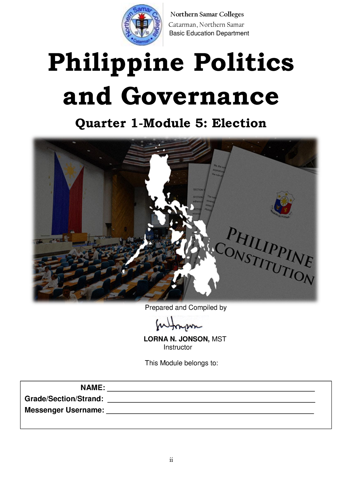 Philippine Politics and Governance Module 5 Election - ii Northern ...