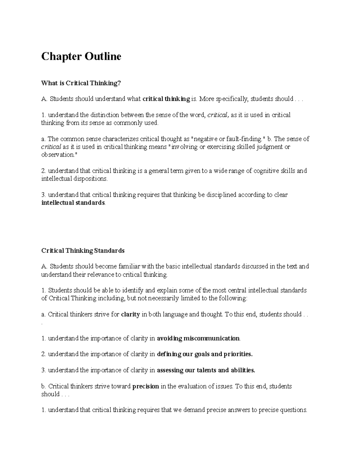 Phil211 Lecture Notes Chapter 1 - Chapter Outline What is Critical ...