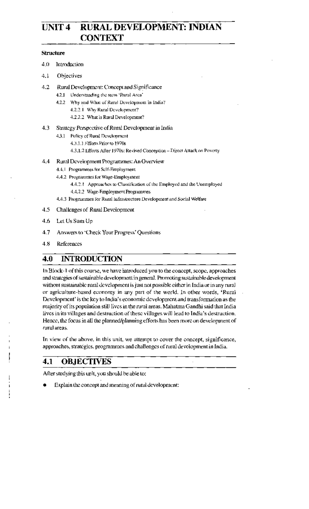Unit 4 edited - Msw - ####### UNIT 4 RURAL DEVELOPMENT: INDIAN ...