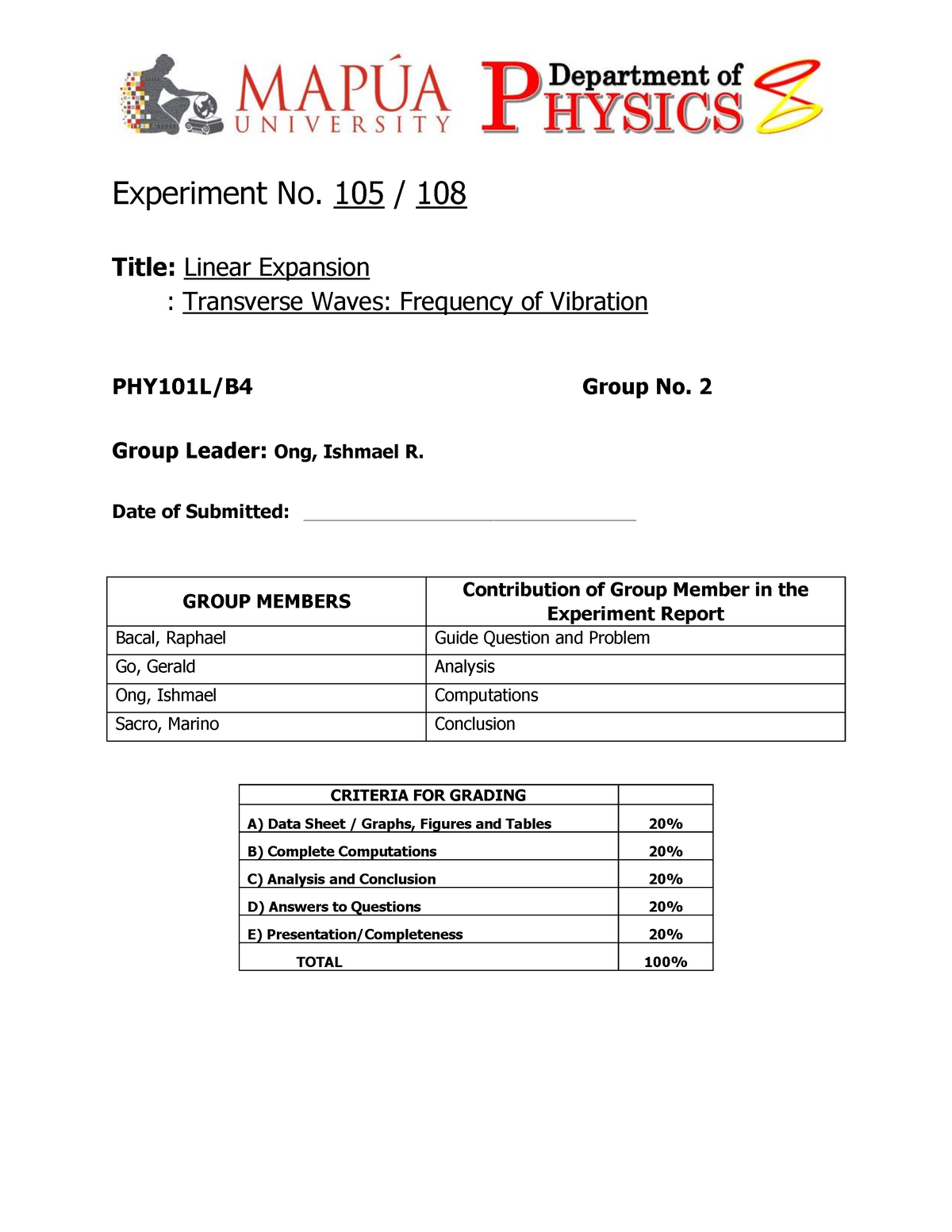 linear expansion experiment lab report