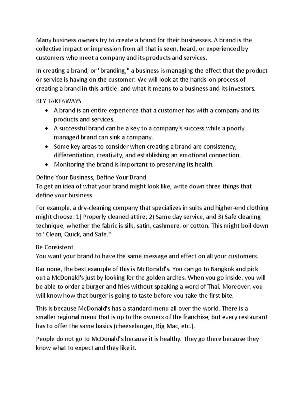 Marketing Brand Notes - Many business owners try to create a brand for ...
