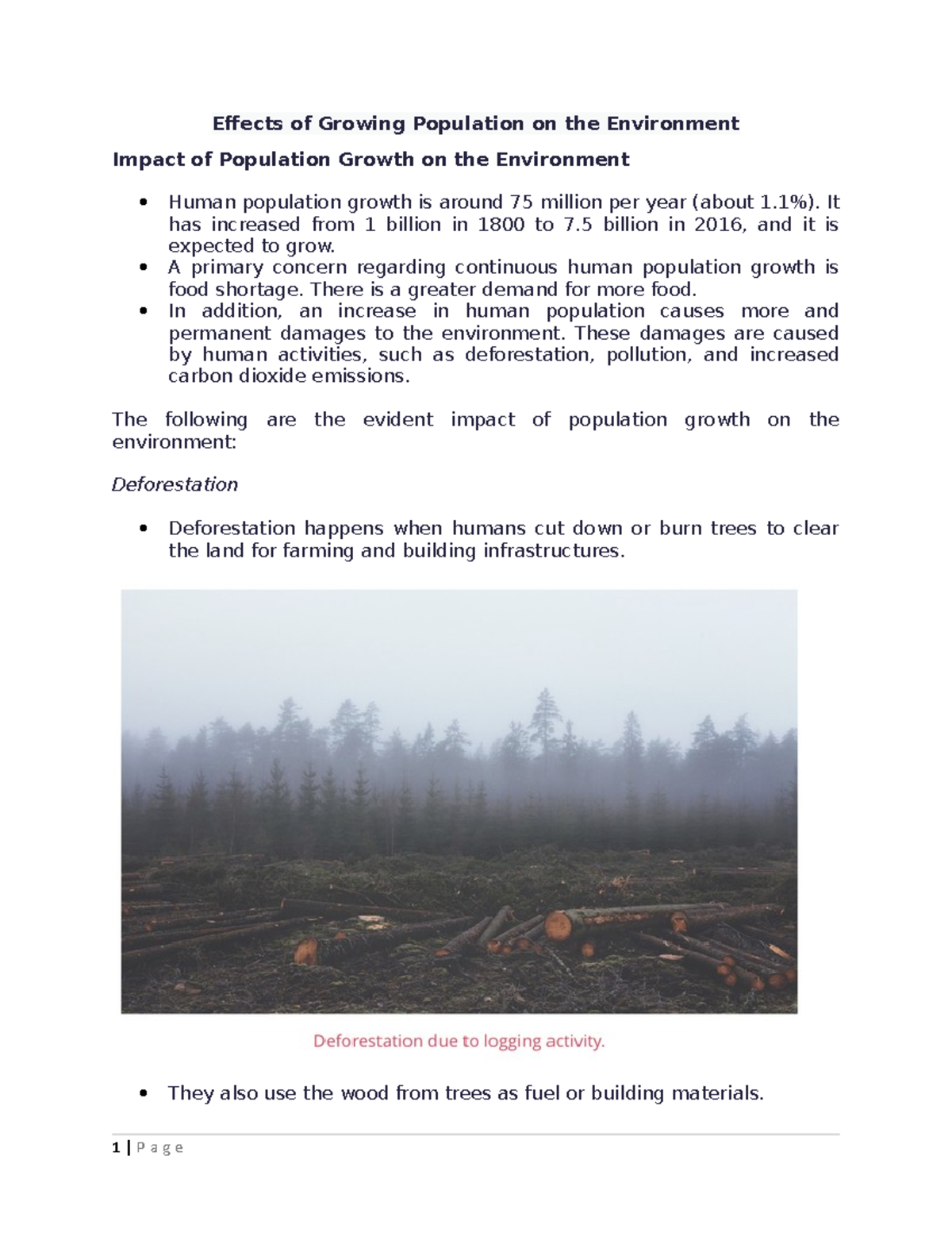 Effects of Growing Population on the Environment - It has increased ...