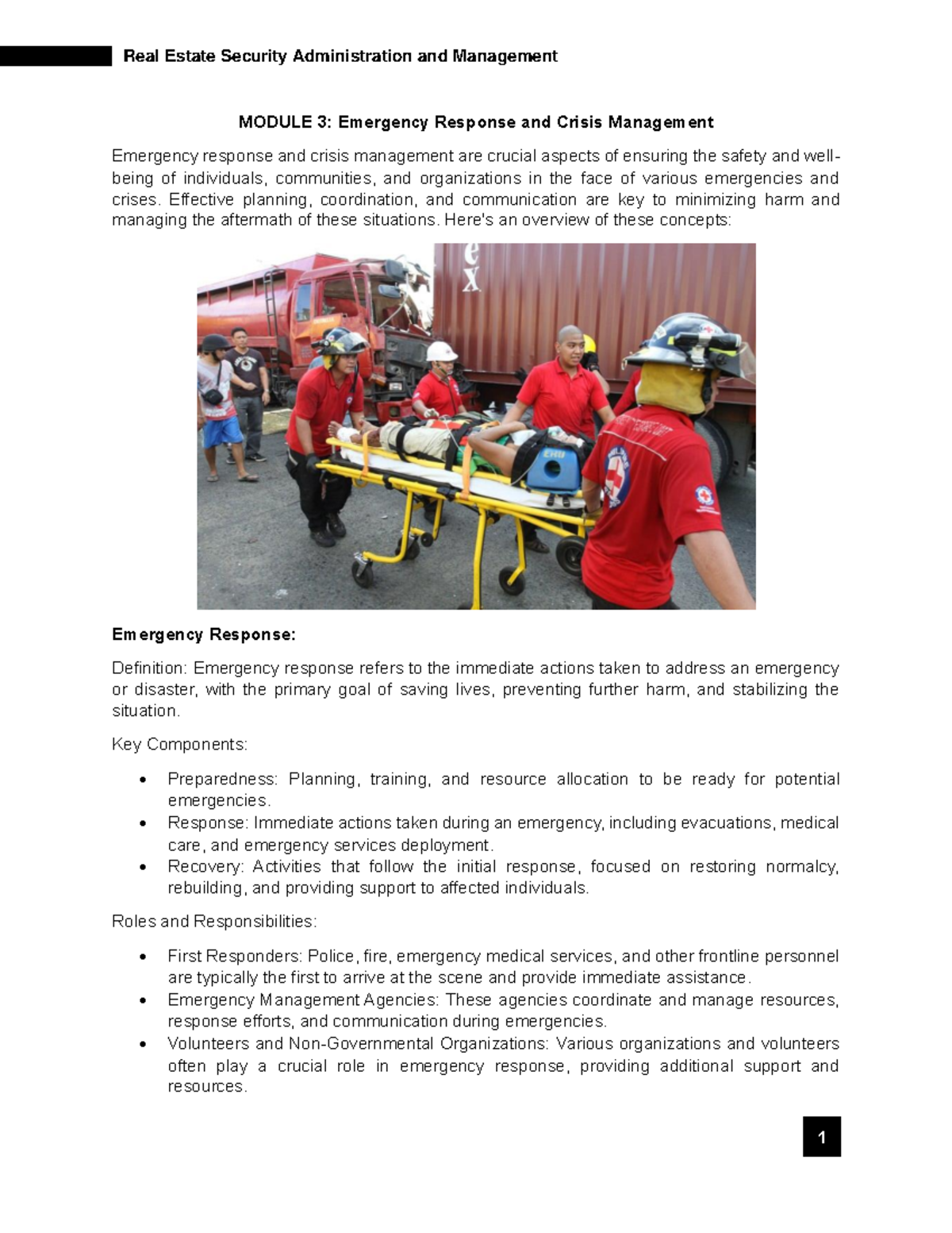 Module 3- Emergency Response And Crisis Management - MODULE 3 ...