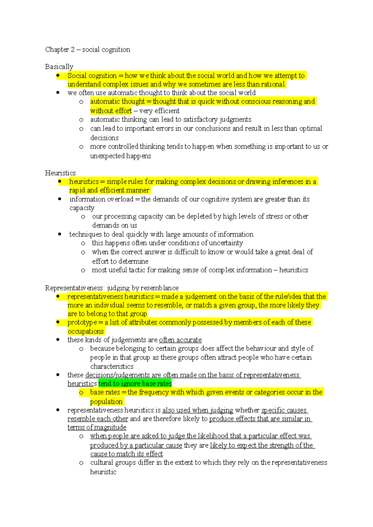 Chapter 2- Social Cognition notes - Chapter 2 – social cognition ...