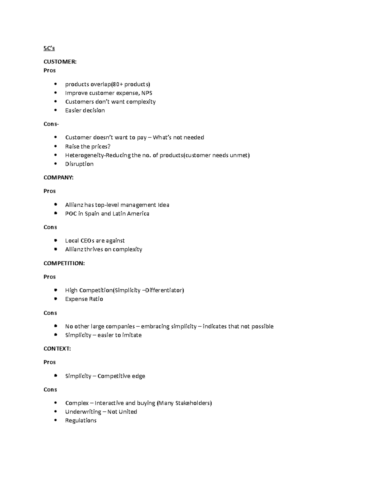 DCMAA none 5C’s CUSTOMER Pros products overlap(80+ products