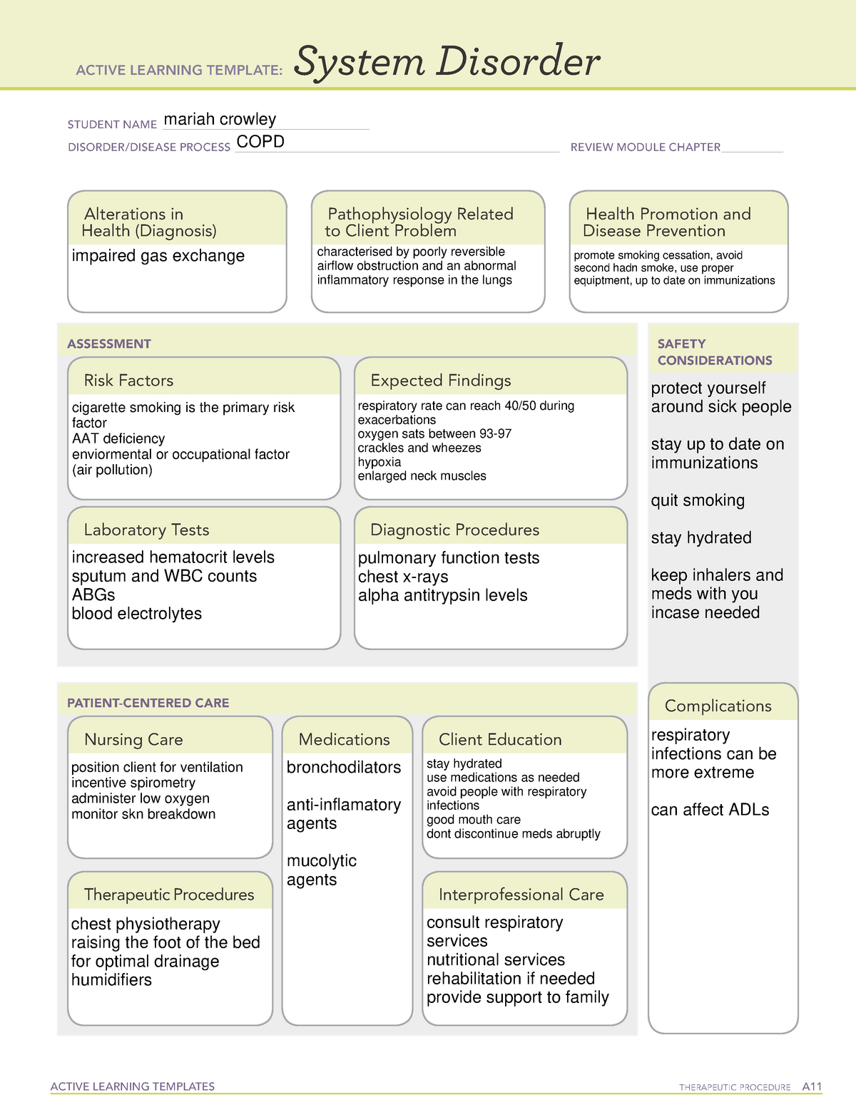 System disorder COPD ati template ACTIVE LEARNING TEMPLATES