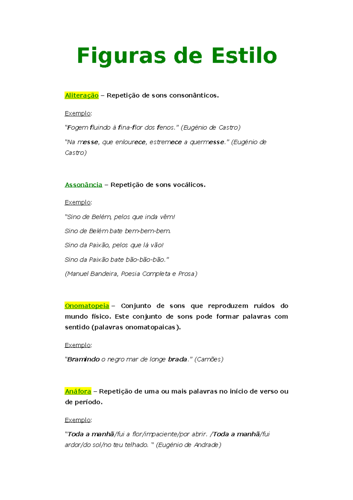 Recursos expressivos - Figuras de Estilo Aliteração – Repetição de sons ...