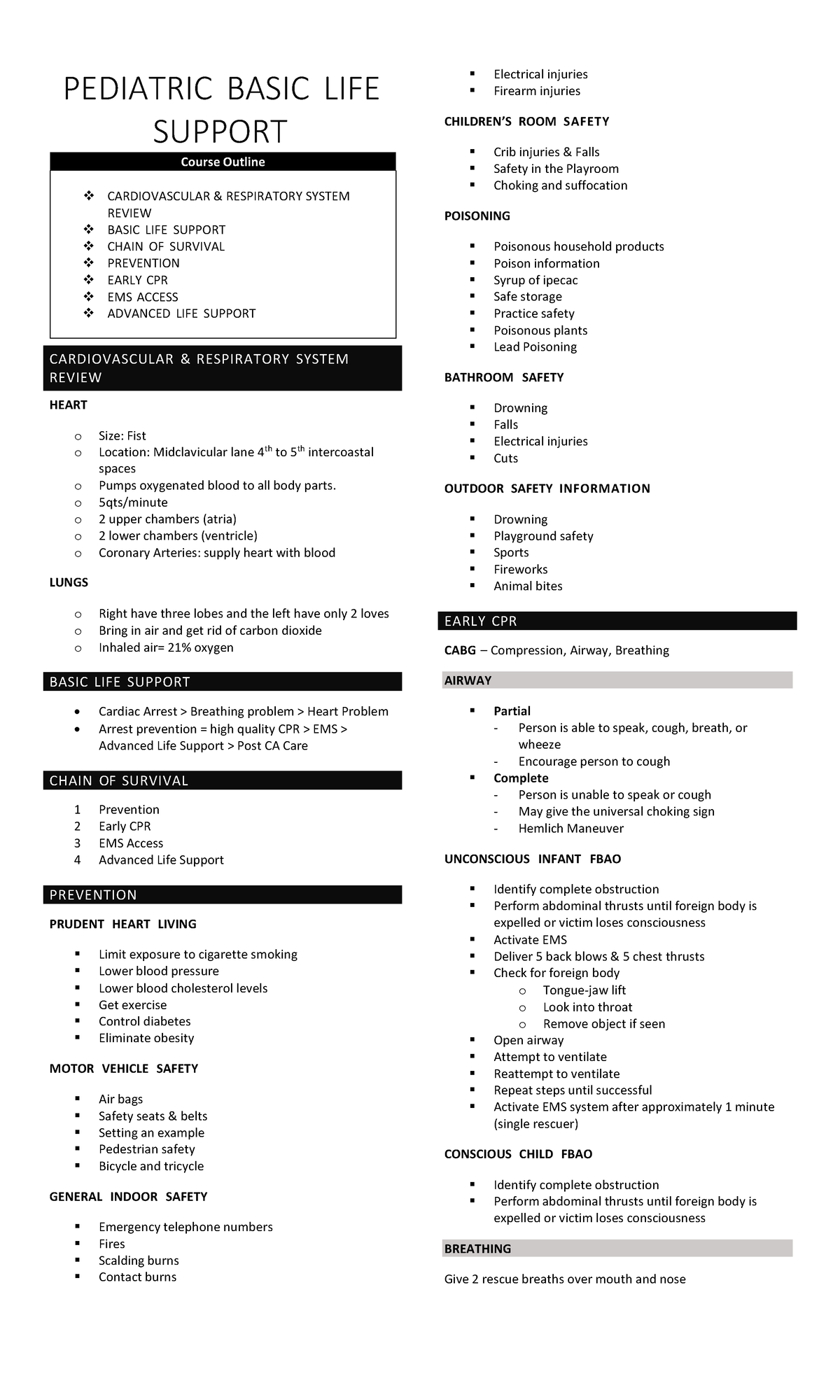 Nursing Lecture for Pediatric Basic Life Support PEDIATRIC BASIC LIFE