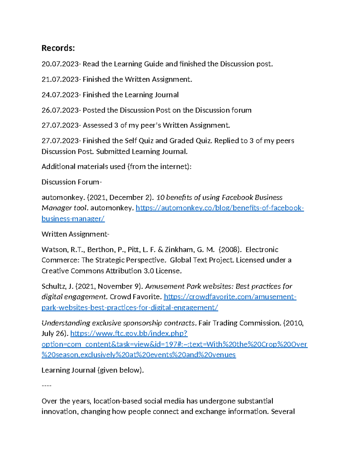ECOM LJ UNIT 6 - Economics Coursework Completed - Records: 20.07- Read ...