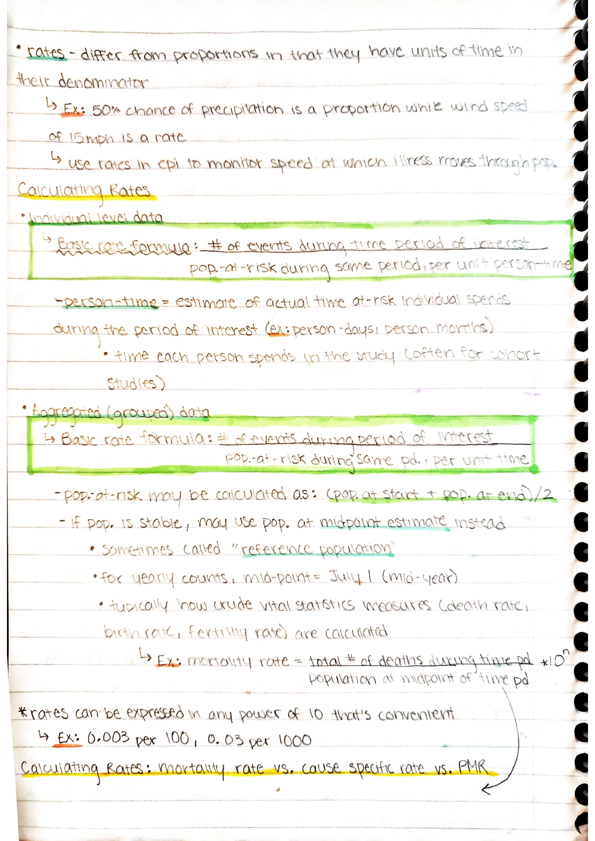 Epidemiology Notes - rates with aggregate level data and individual ...