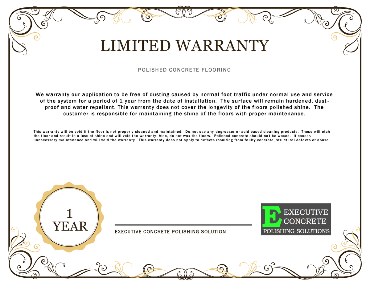 ECPS 1yr Warranty - good stuff - LIMITED WARRANTY POLI SHE D C ONC RE ...