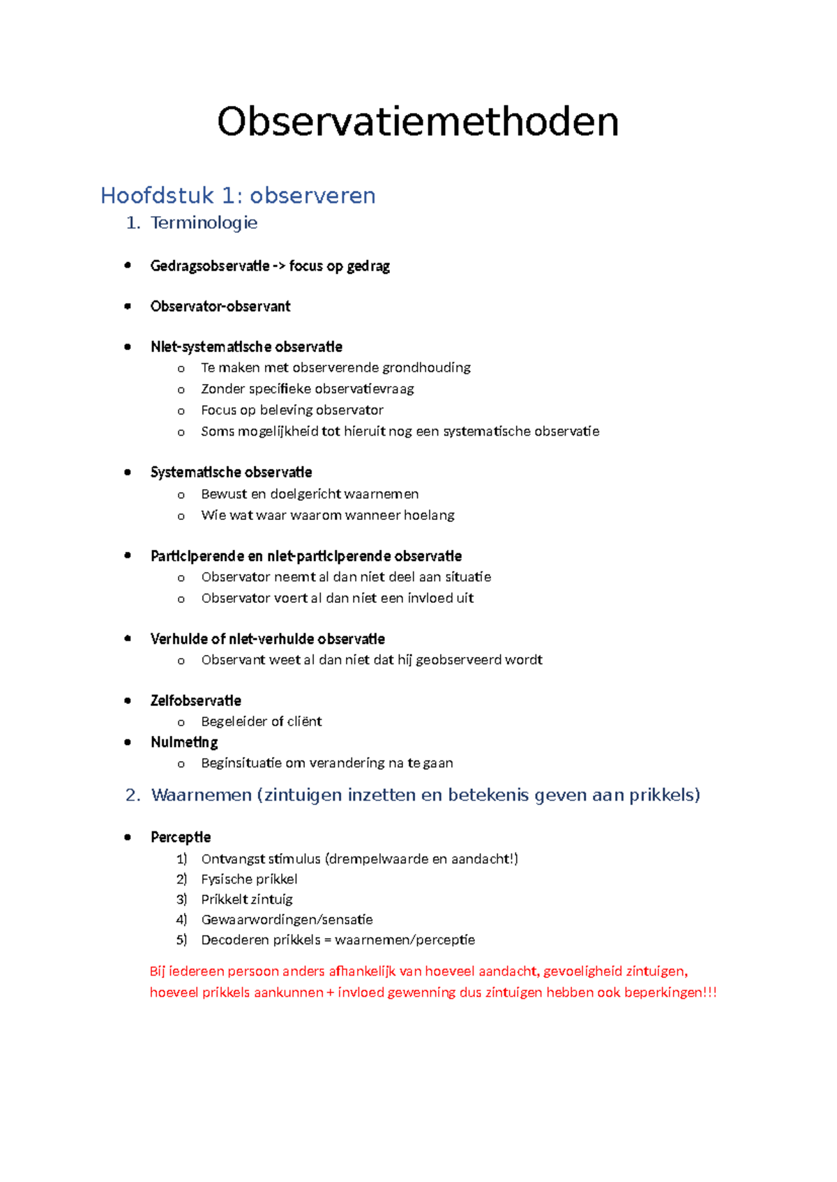 Observatiemethoden Samenvatting Observatiemethoden Hoofdstuk 1 