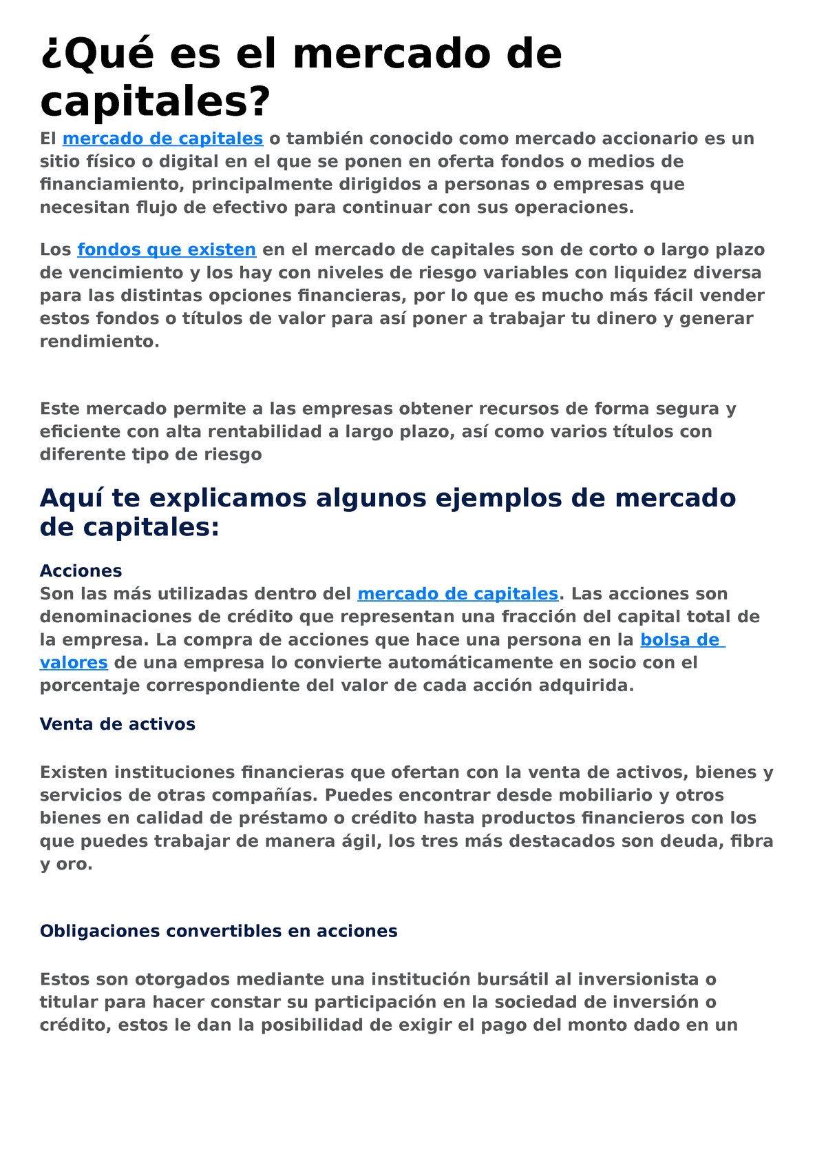 Qué Es El Mercado De Capitales ¿qué Es El Mercado De Capitales El Mercado De Capitales O 5087