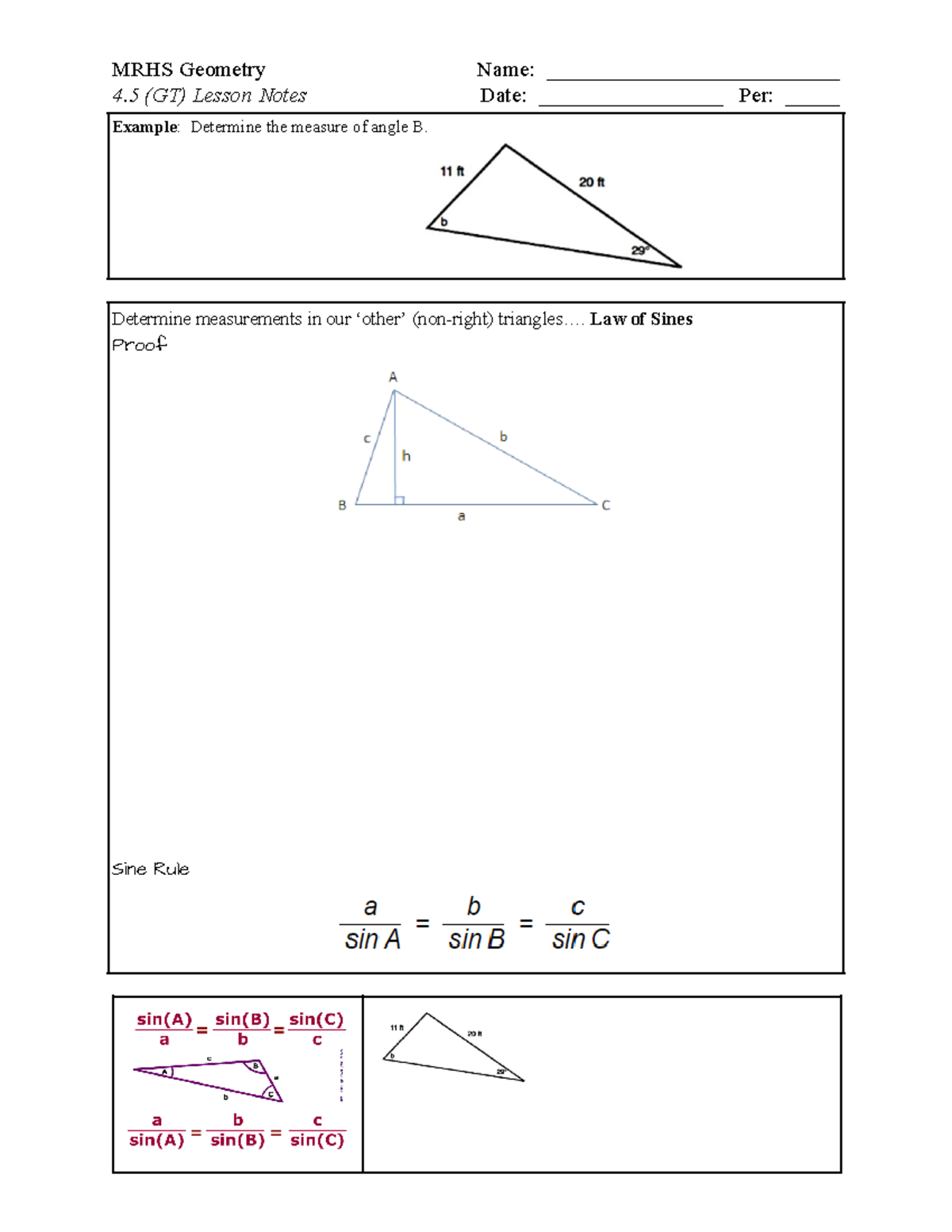 4.5 (GT) Lesson Notes - MRHS Geometry Name ...