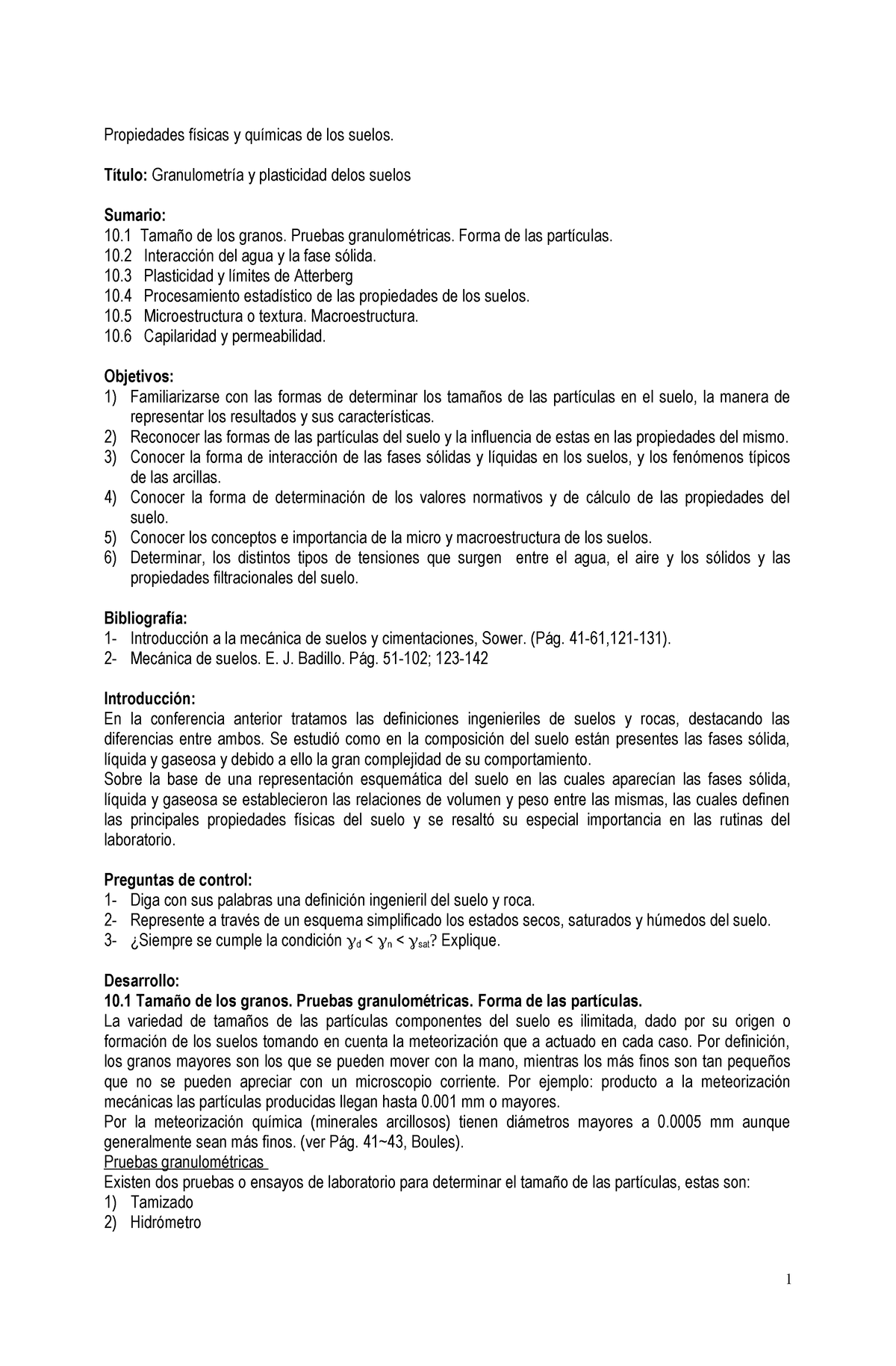 Plasticidad Resumen Mecanica De Solidos 2 Propiedades Sicas Qu Micas De Los Suelos Tulo Granulometr Plasticidad Delos Suelos Sumario 10 Tama De Los Granos Studocu