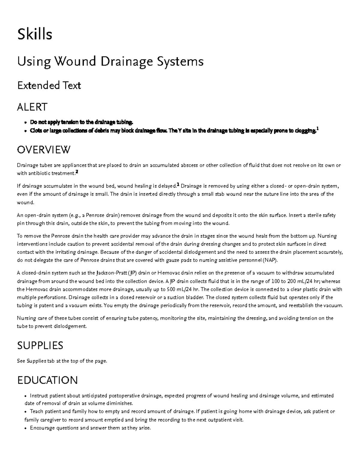 Using Wound Drainage Systems Extended Skills Using Wound Drainage