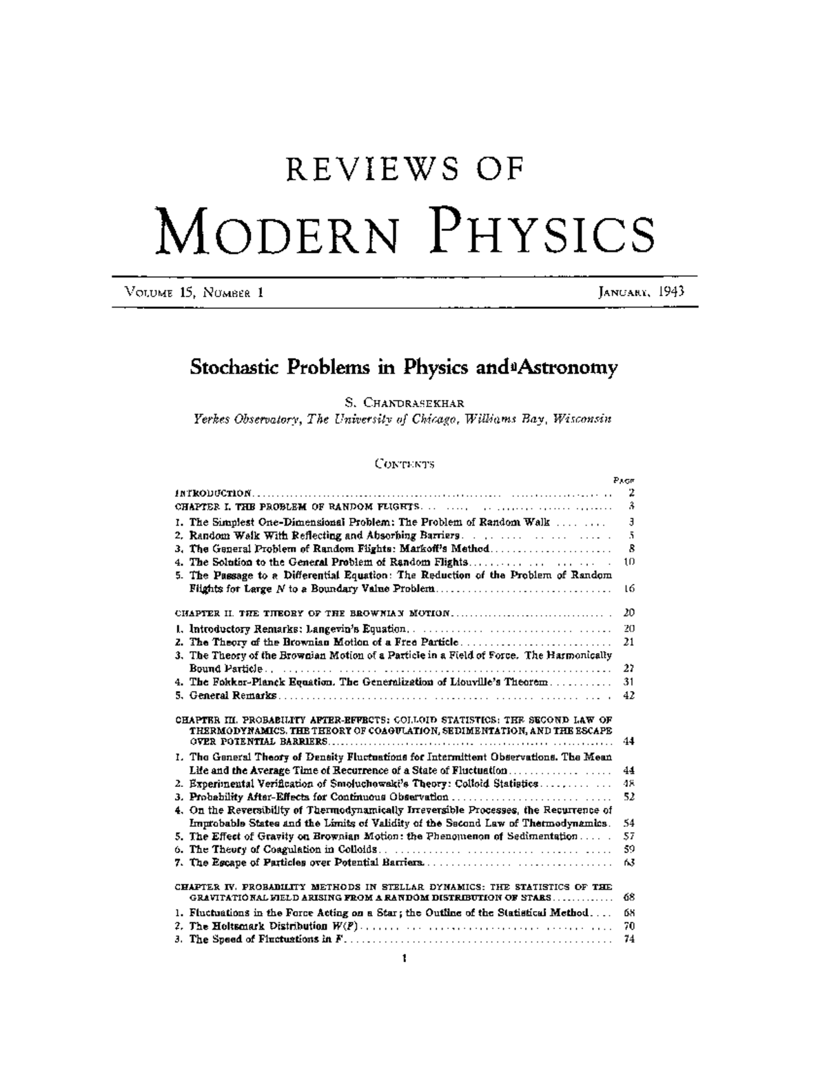 Chandrashekhar - Stochastic problems in physics and astronomy ...