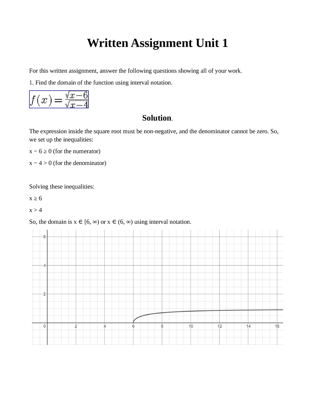 math writing assignment