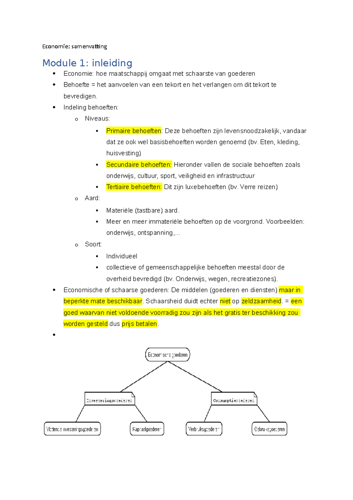 Economie Samenvatting - Economie: Samenvatting Module 1: Inleiding ...