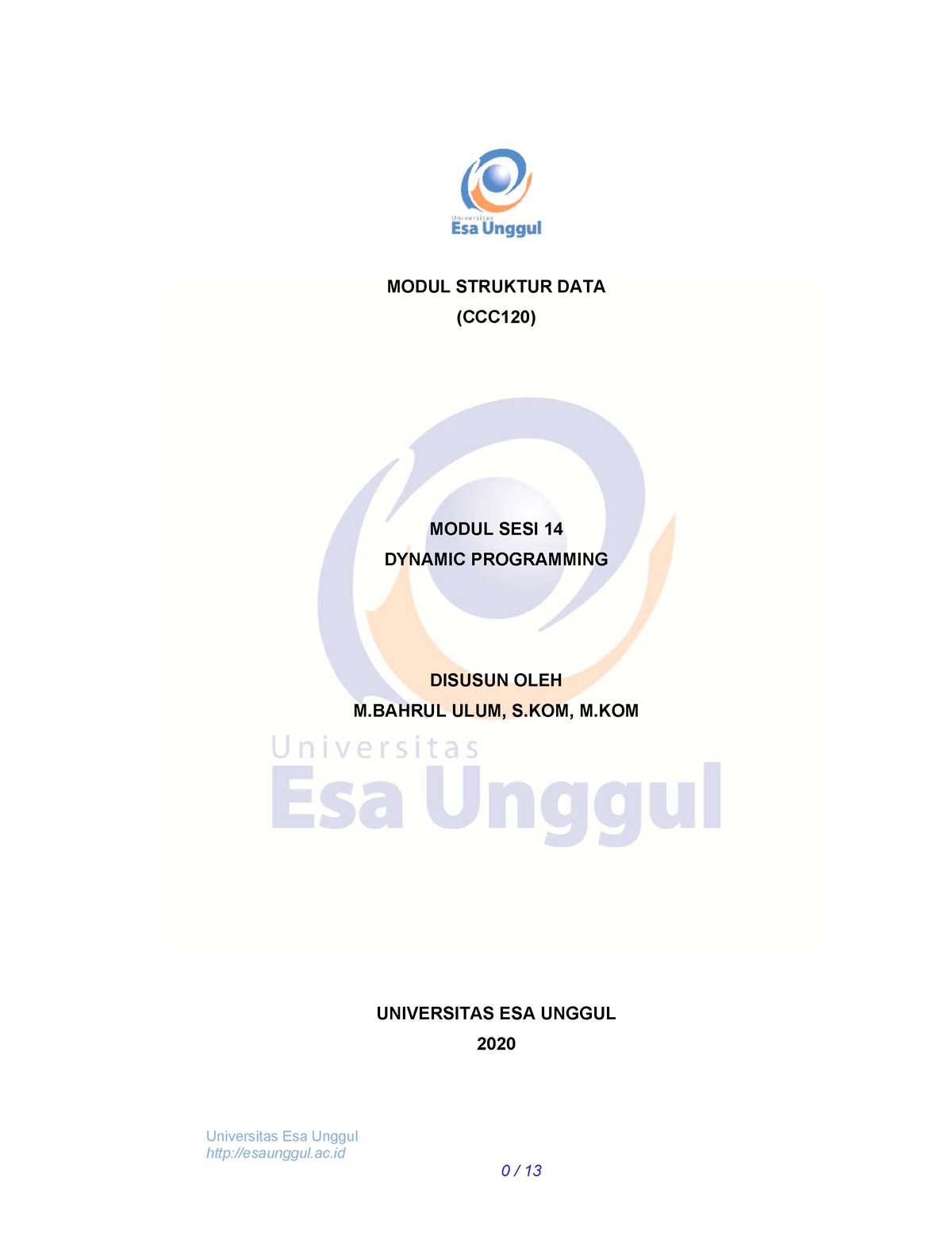 Modul Struktur Data Sesi 14 - Universitas Esa Unggul Esaunggul.ac MODUL ...