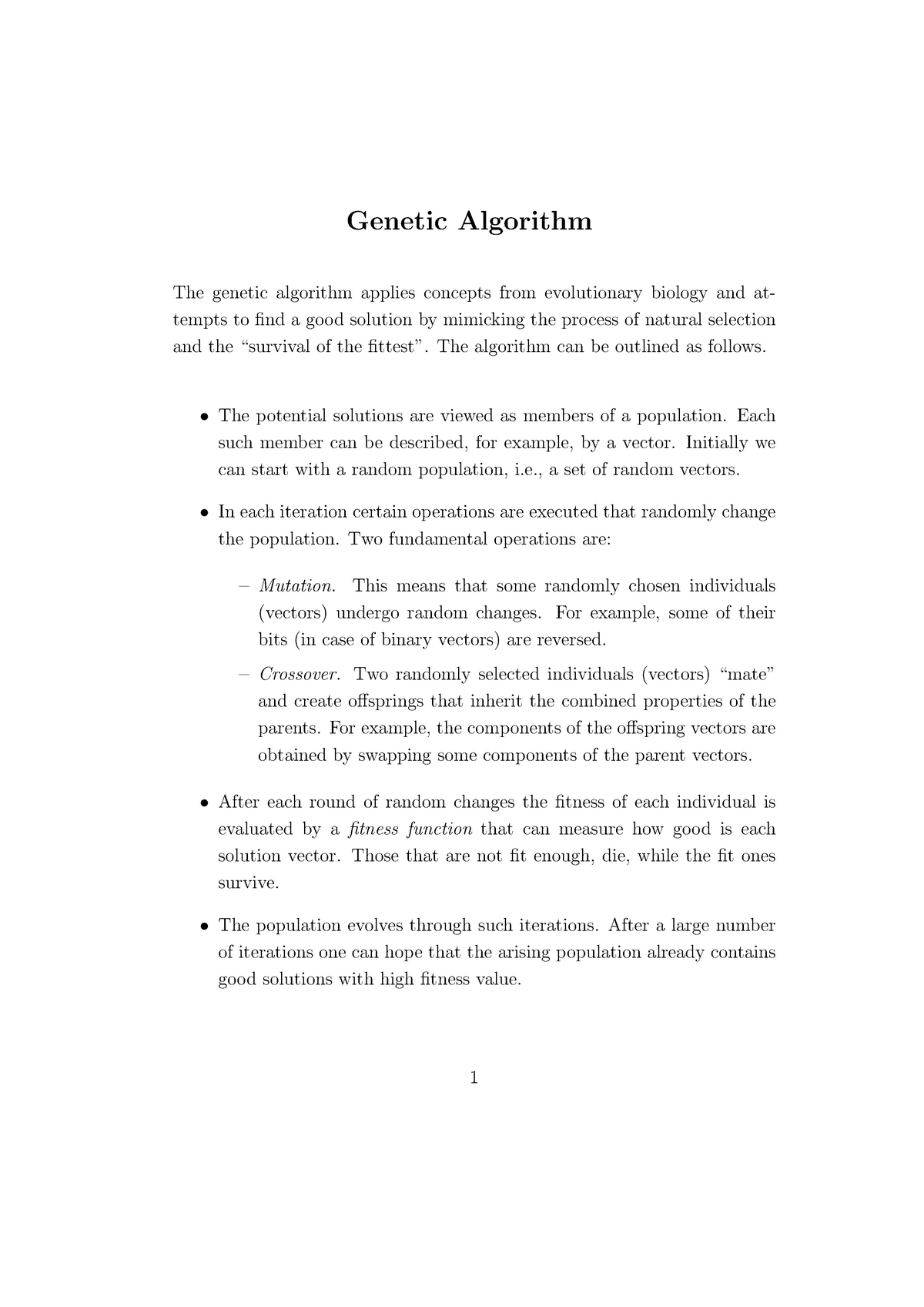 genetic algorithm master thesis