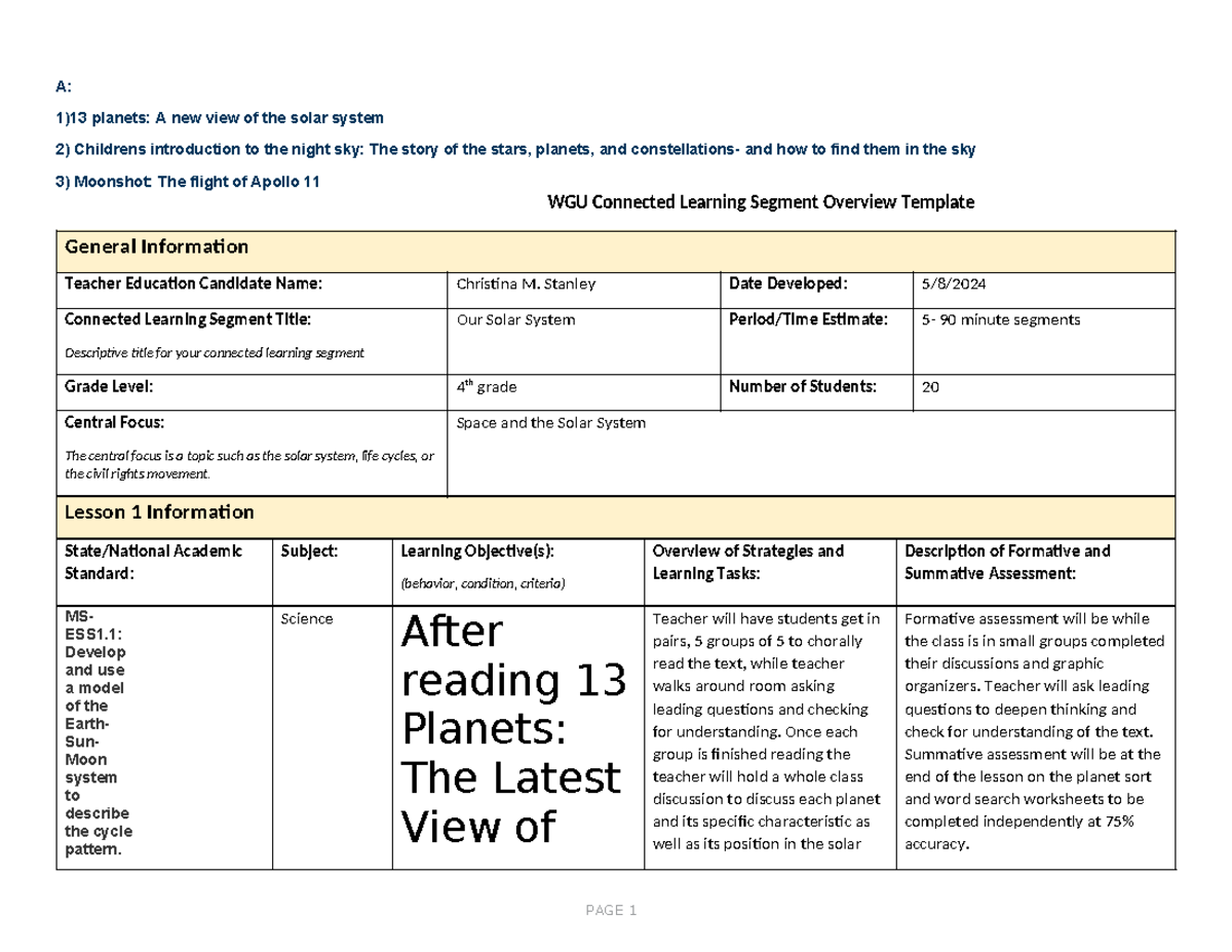C970 Stanley Ctask 2 - task 2 rev 1 - A: 1)13 planets: A new view of ...