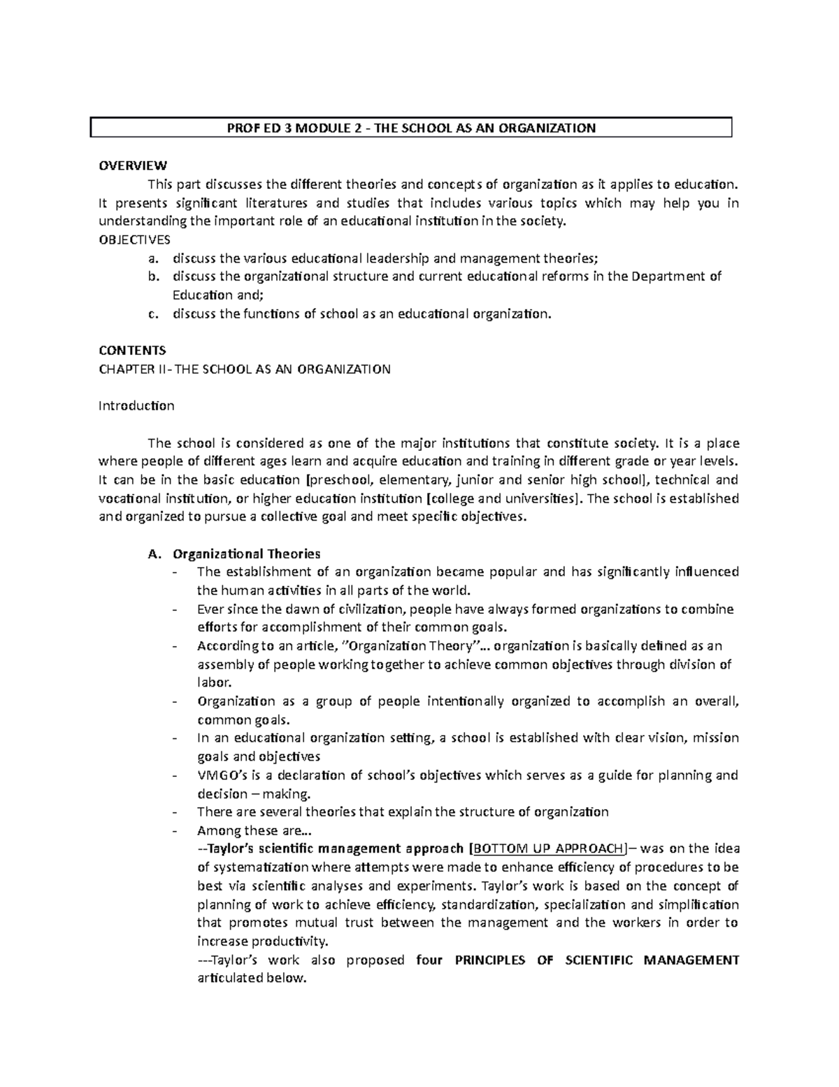 PROF ED 3 Module 2 - mode of rules - PROF ED 3 MODULE 2 - THE SCHOOL AS ...