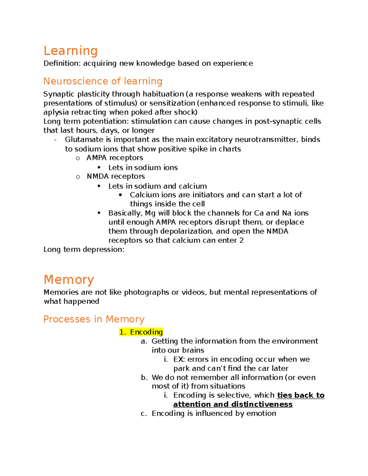 Learning and Memory 363 - Learning Definition: acquiring new knowledge ...