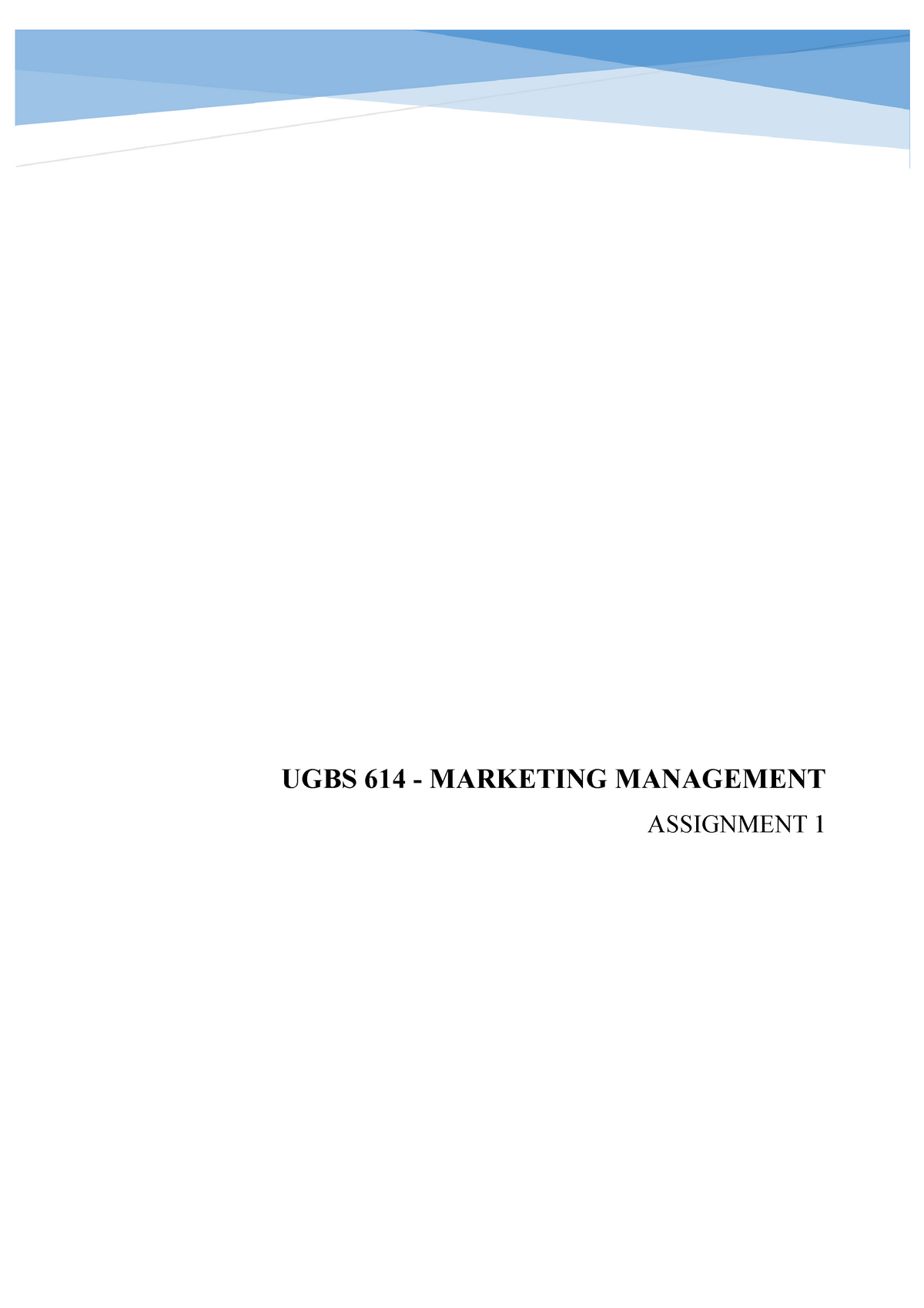 marketing management assignment 1