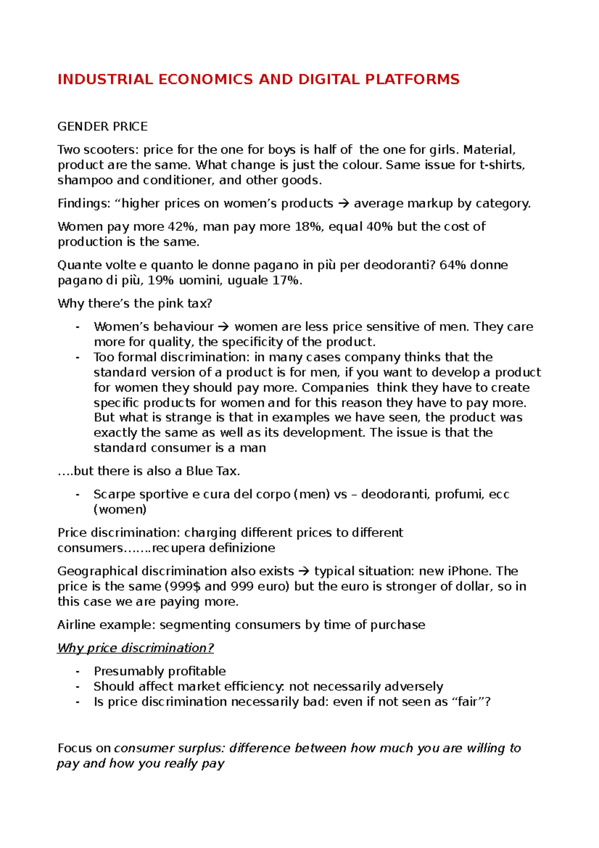Industrial lezioni INDUSTRIAL ECONOMICS AND DIGITAL PLATFORMS