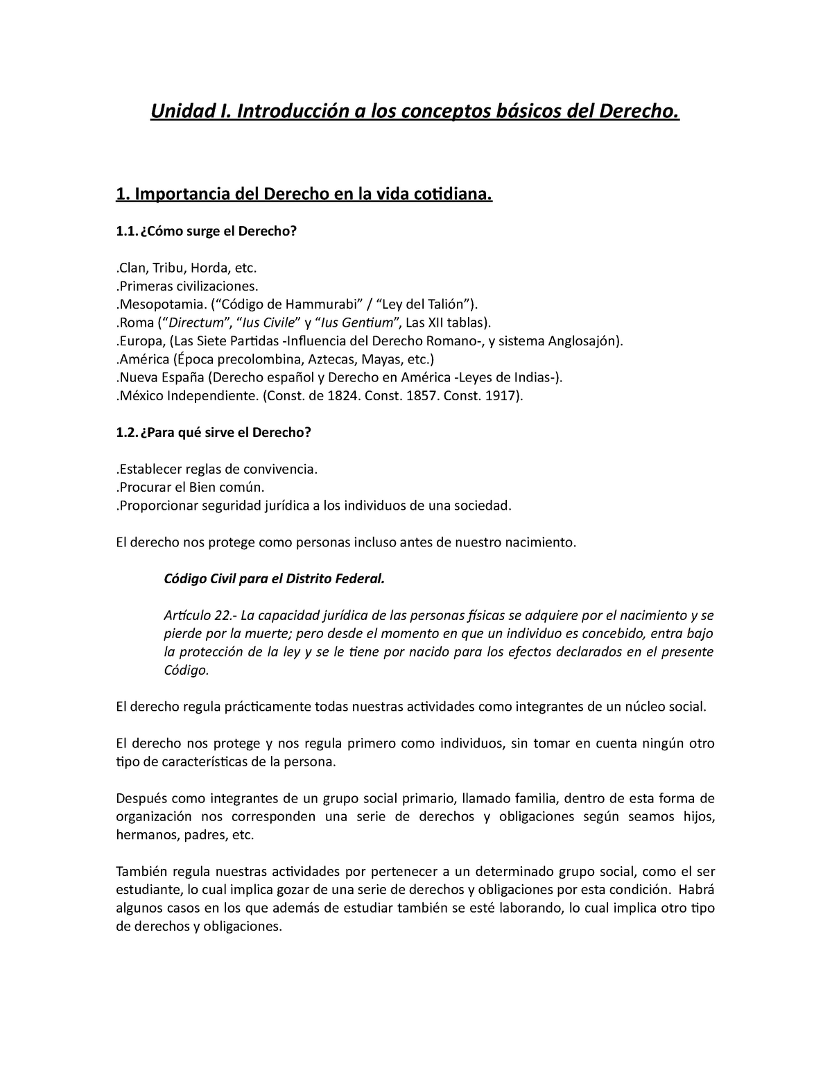 Importancia Del Derecho En La Vida Cotidiana Unidad I Introducción A Los Conceptos Básicos 9214