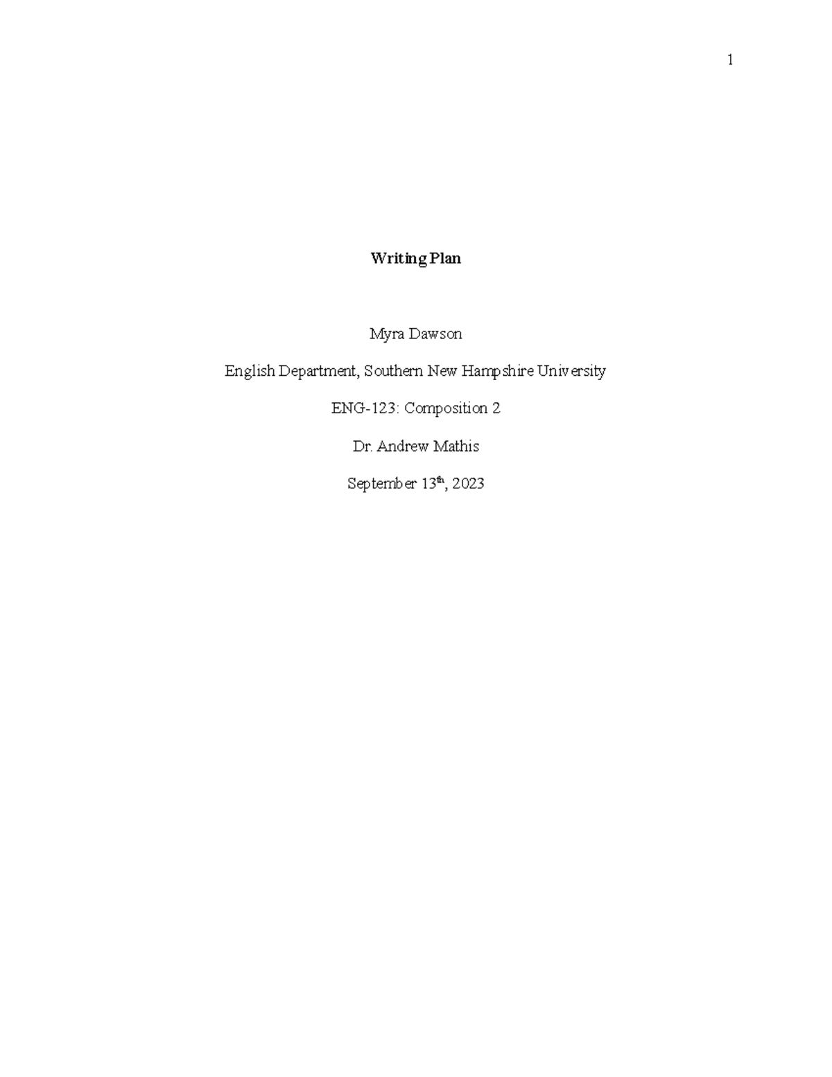 3 6 Project One Writing Plan Writing Plan Myra Dawson English