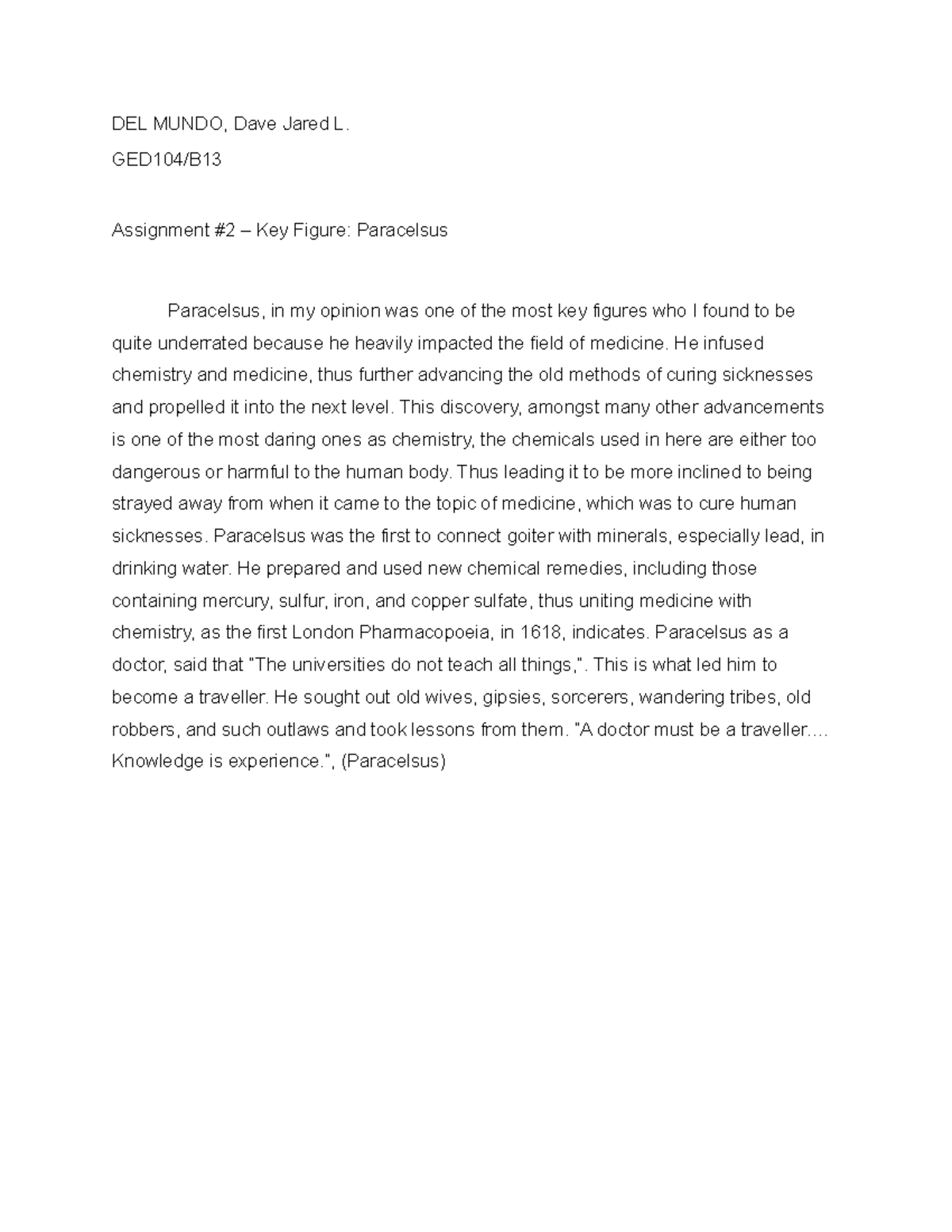 GED104 Assignment 2 - DEL MUNDO, Dave Jared L. GED104/B Assignment #2 ...
