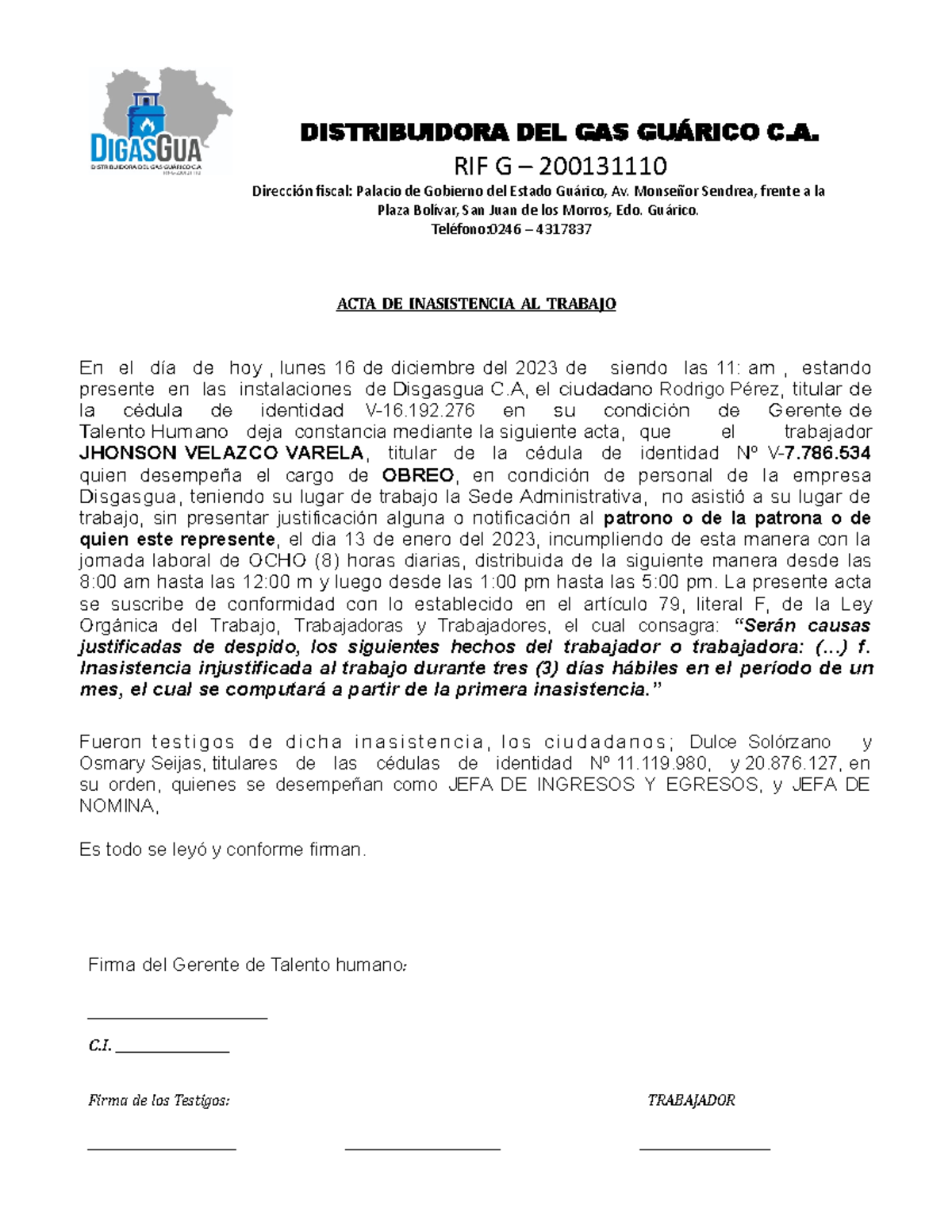 Formato De Acta De Inasistencia Rif G Direcci N Fiscal