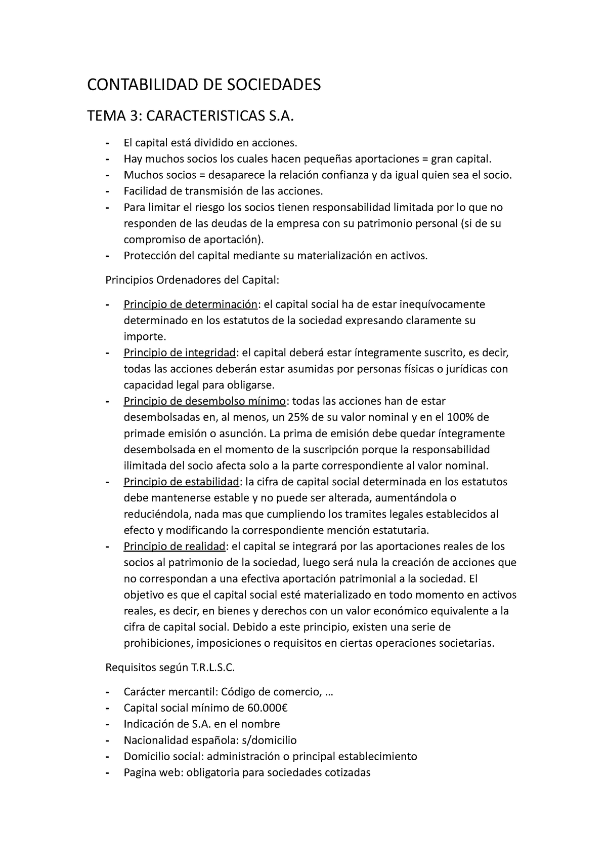 Contabilidad De Sociedades Contabilidad De Sociedades Tema 3 Caracteristicas S El Capital 4155