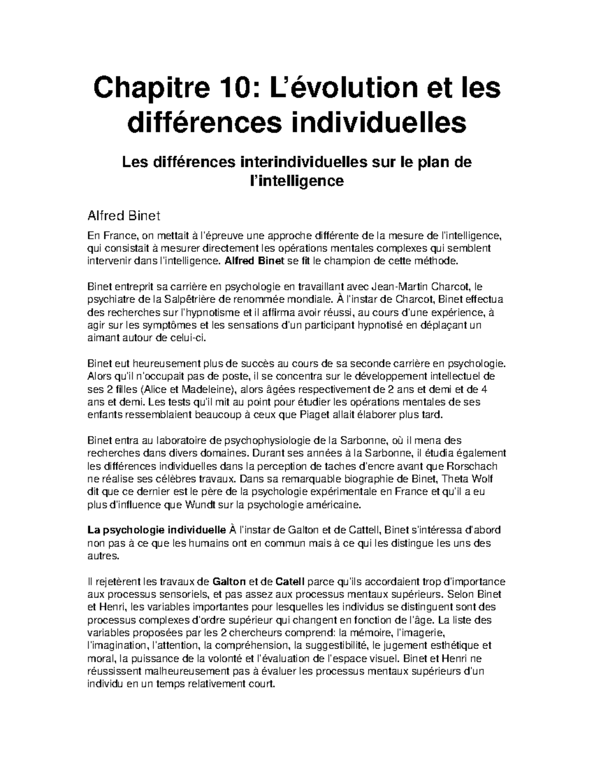 Chapitre 10 L Evolution Des Differences Individuelles Studocu