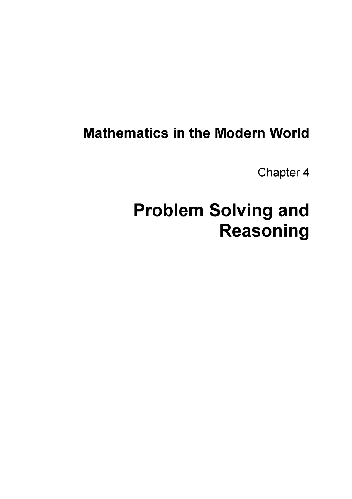 mathematics in the modern world problem solving and reasoning