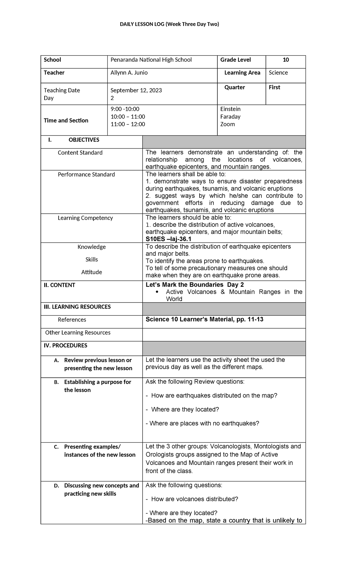 DLL Week 3 Day 2 Sept 12, 2023 - DAILY LESSON LOG (Week Three Day Two ...