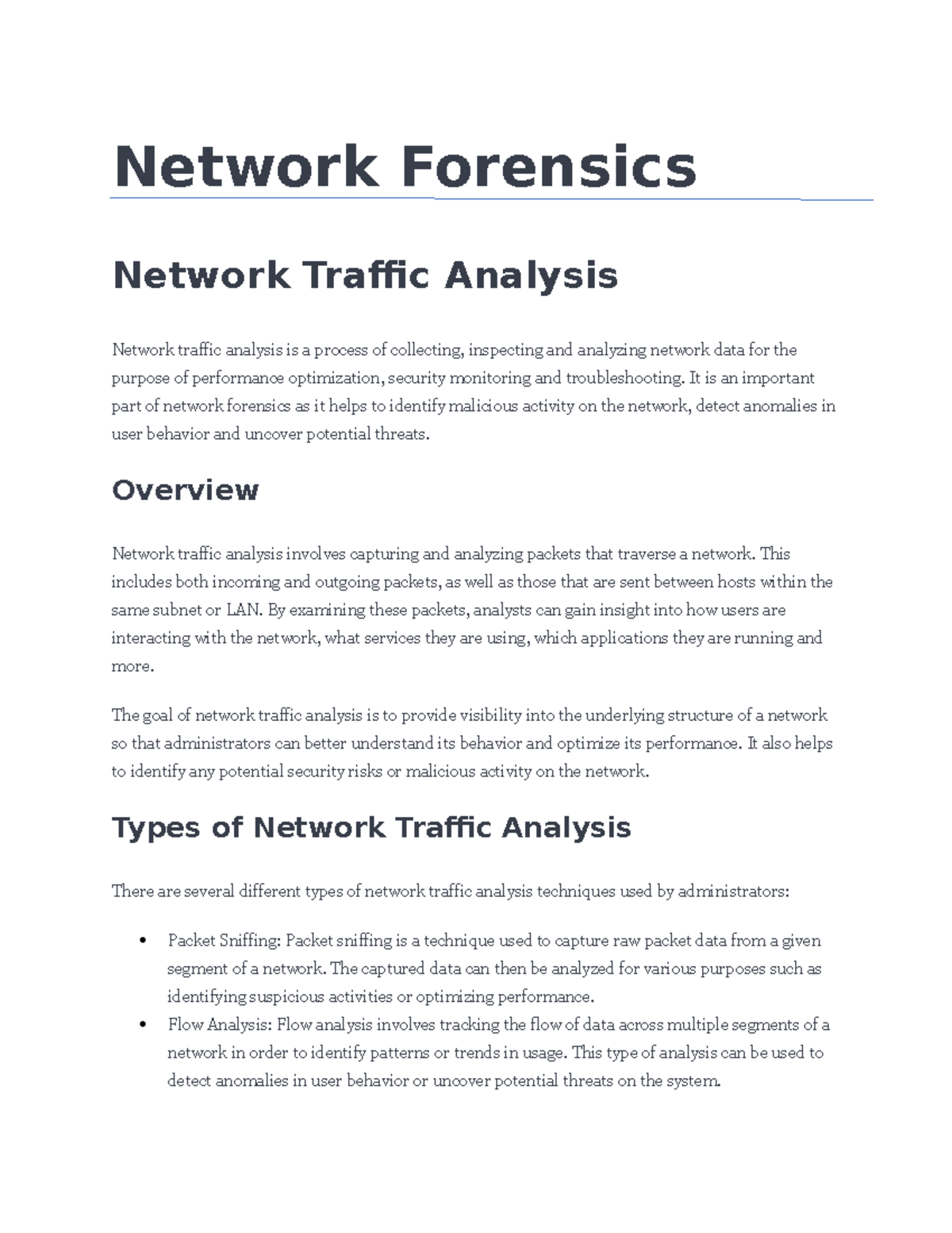 Network Traffic Analysis and Forensics: Types Benefits and Packet ...