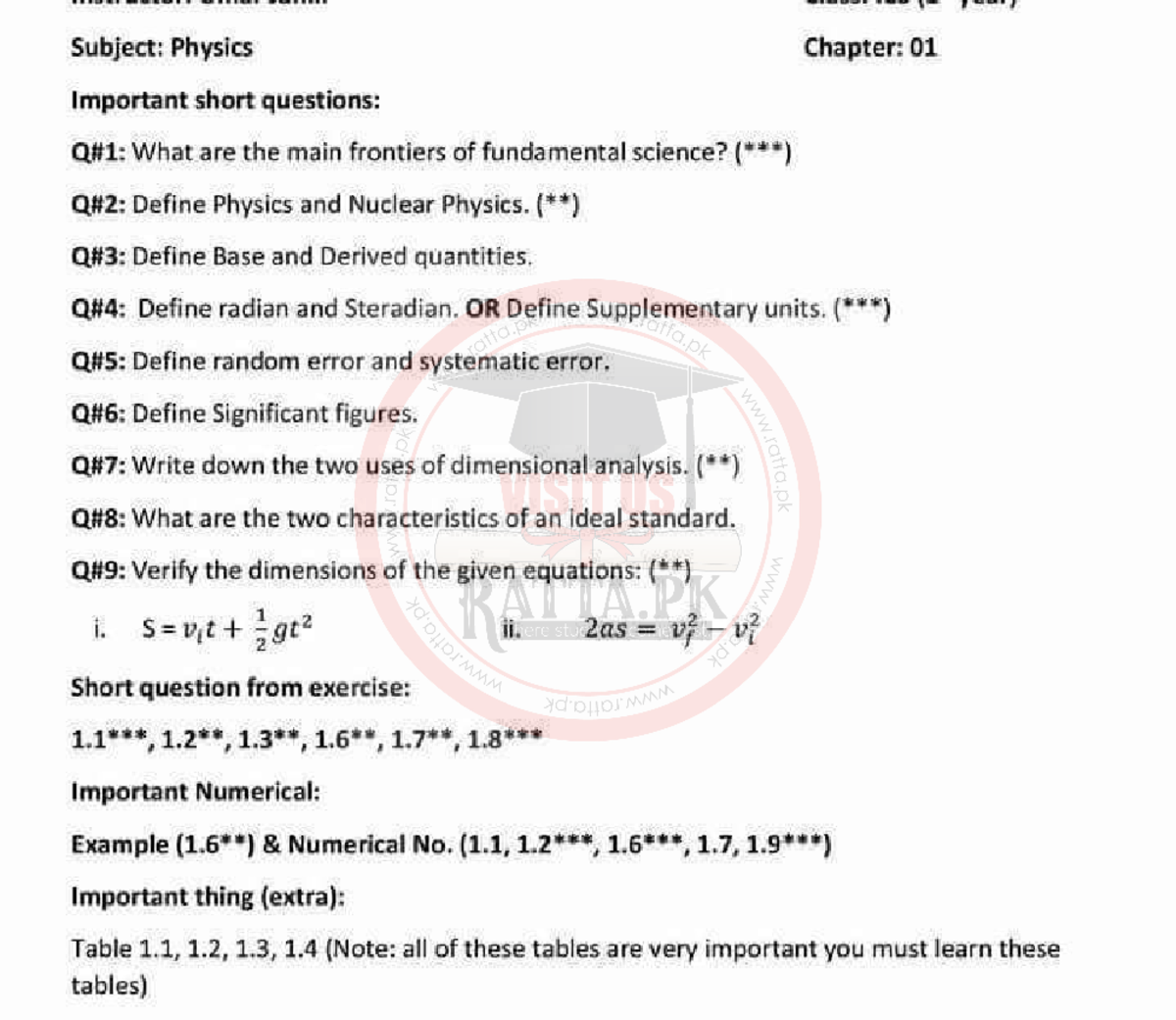 Phy imp-1 - physics notes - An Introduction to Physics - Studocu