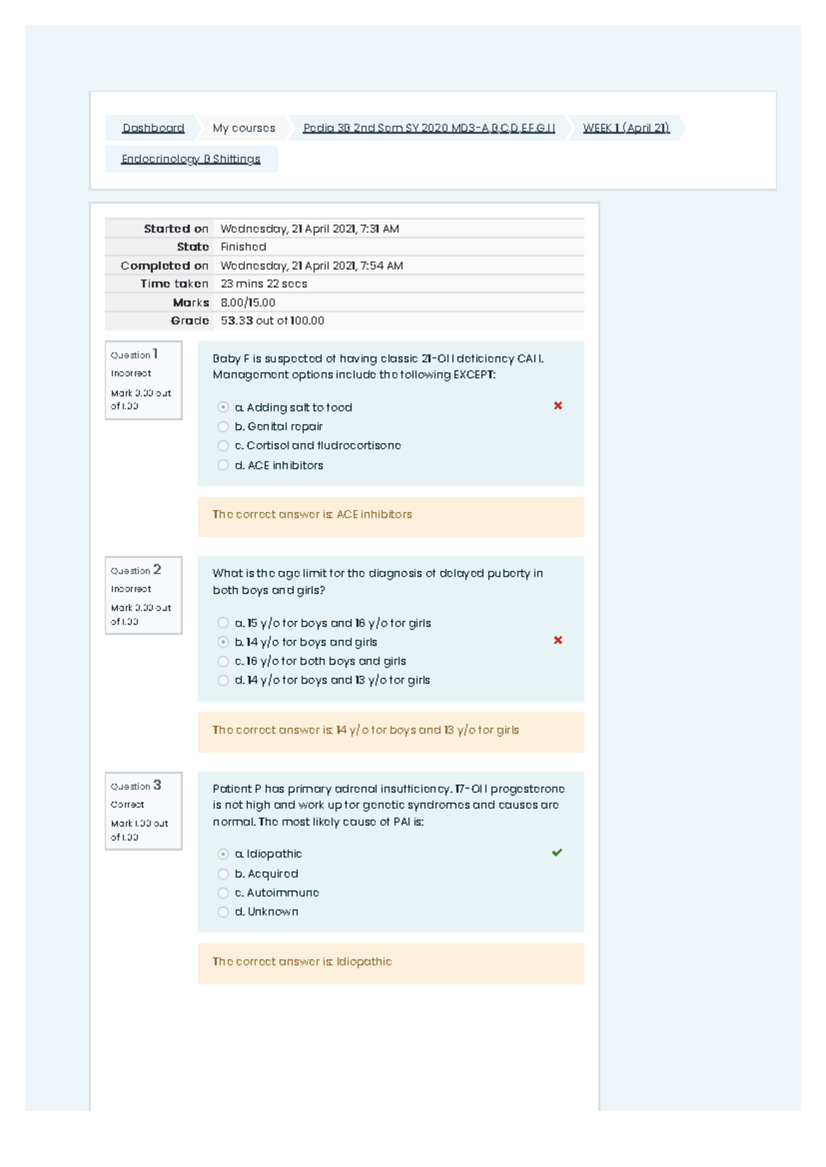 Endocrinology-B - Dashboard My Courses Pedia 3B 2nd Sem SY 2020 MD3-A,B ...