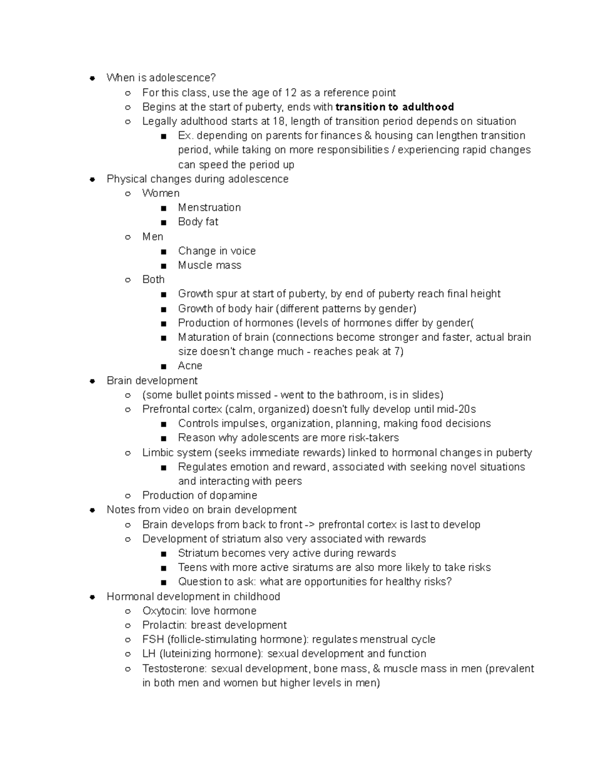 Child Development Notes Adolescence - When is adolescence? For this ...