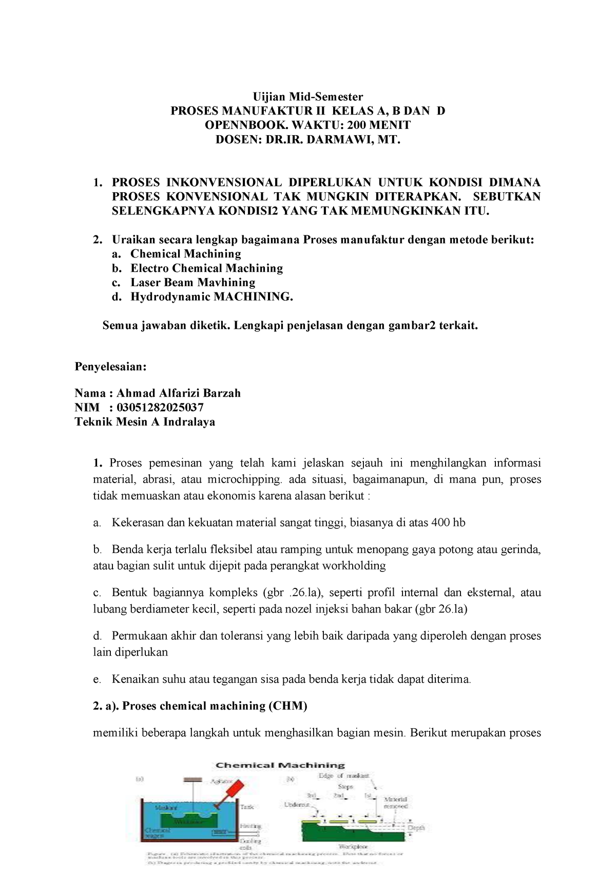 UTS Proses Manufaktur 2 Ahmad Alfarizi Barzah 037 A - Uijian Mid ...