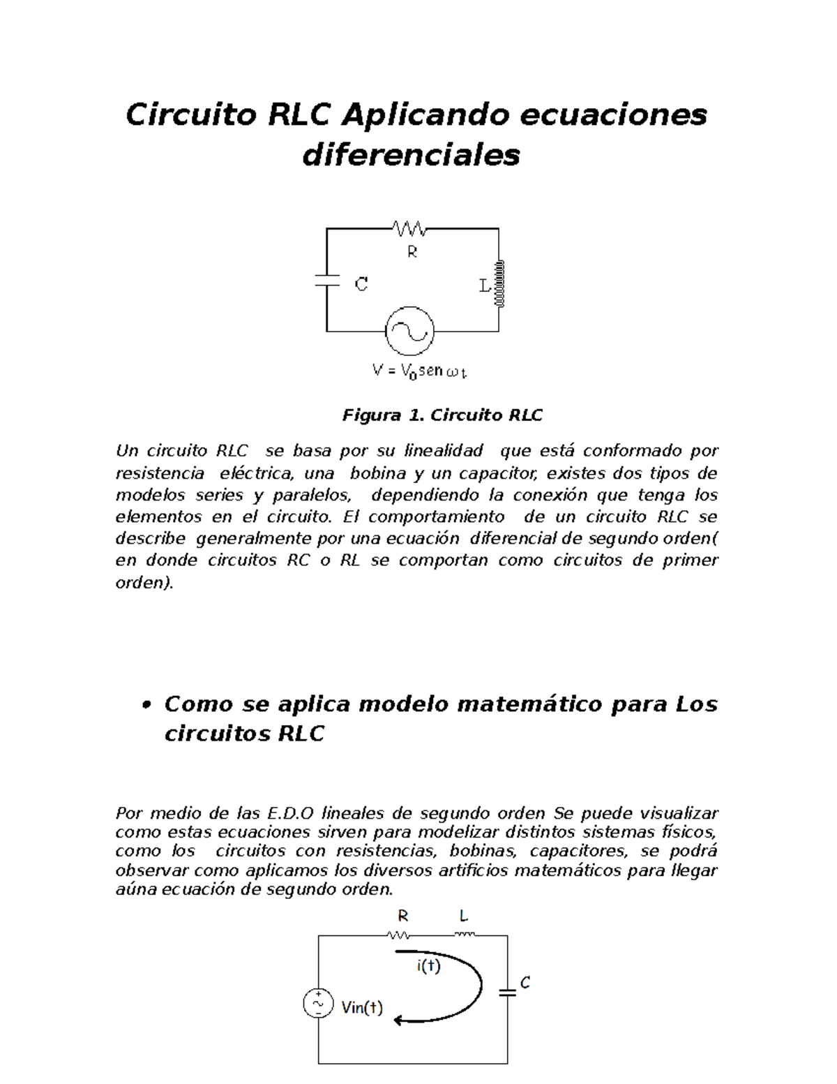 Circuito Rlc Aplicando Ecuaciones Diferenciales Circuito Rlc Aplicando Ecuaciones 2545