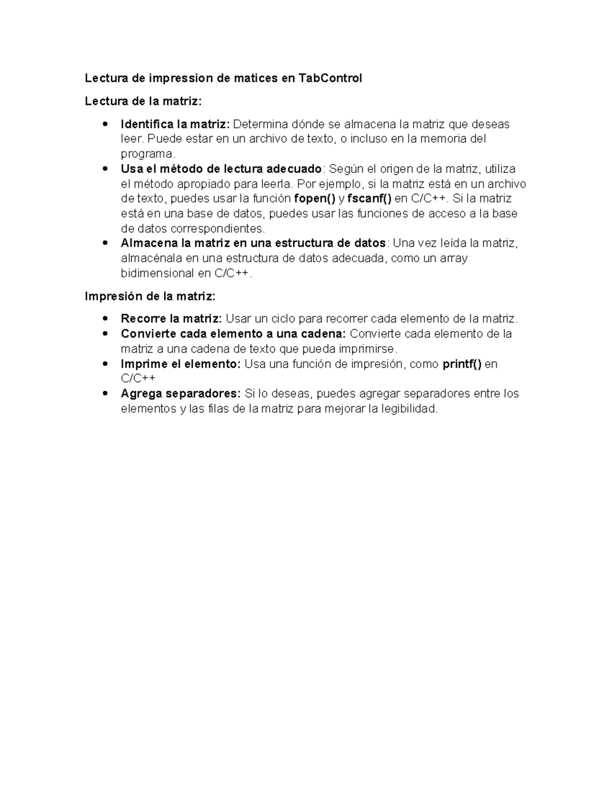 Lectura de impression en Tab Control - Lectura de impression de matices ...