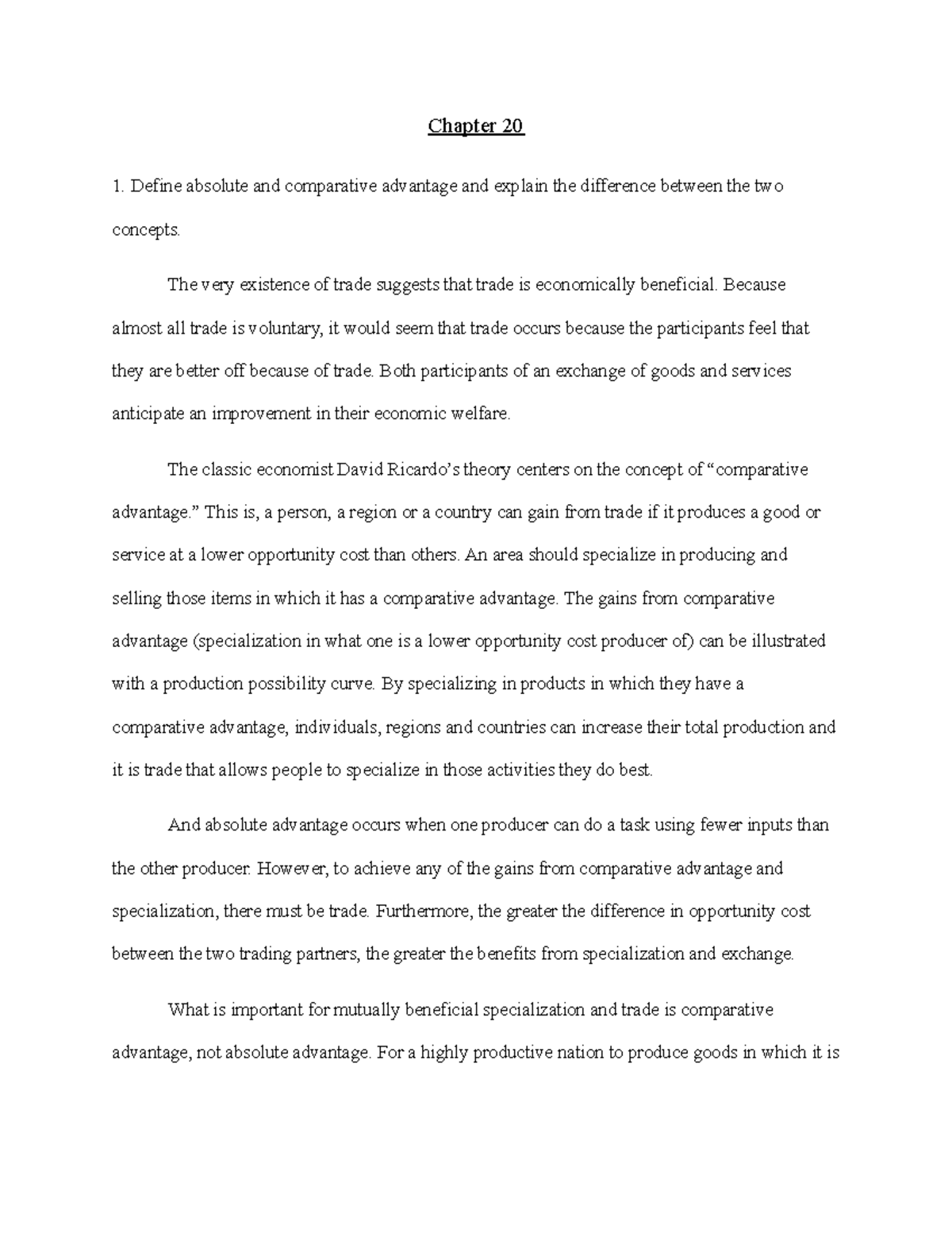 Chapter 20 - International Trade - Chapter 20 Define absolute and ...
