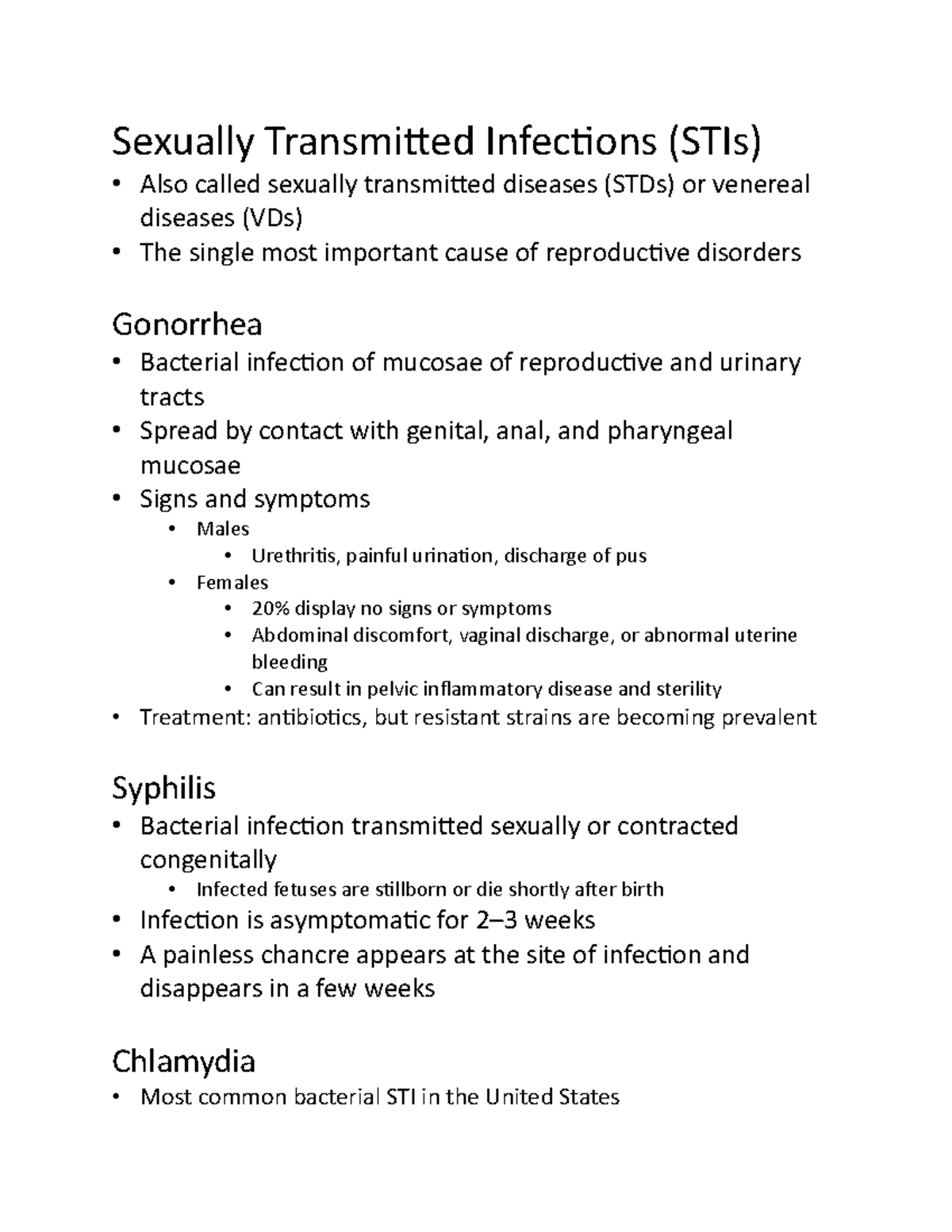 Sexually Transmitted Infections - Studocu